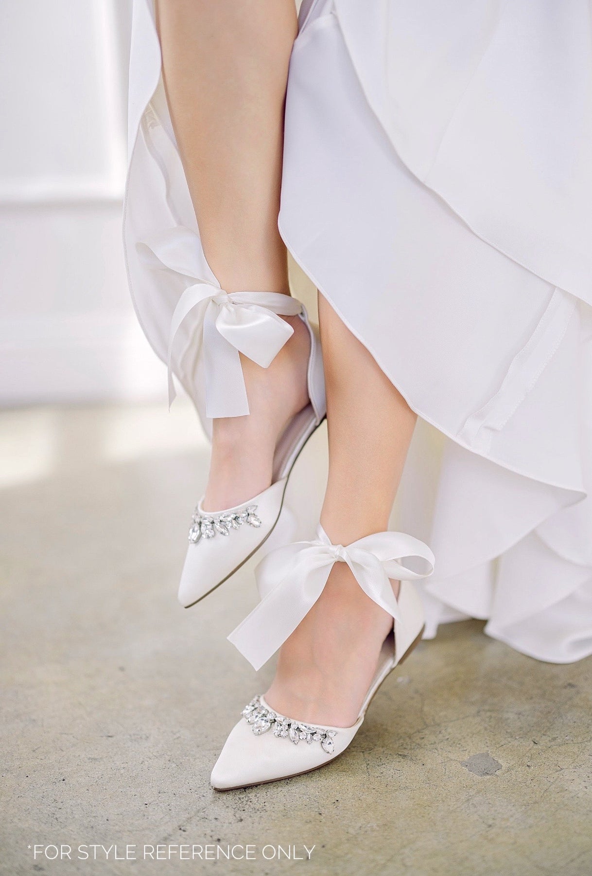 White satin wedding slippers top