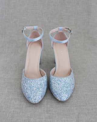 Rock Glitter Block Heel with Ankle Strap