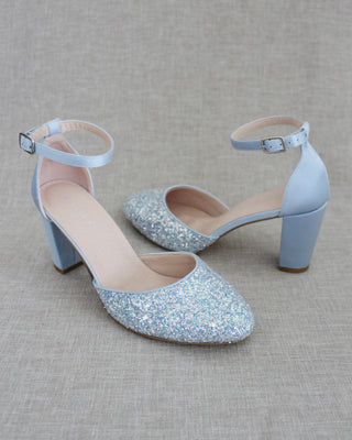 Rock Glitter Block Heel with Ankle Strap