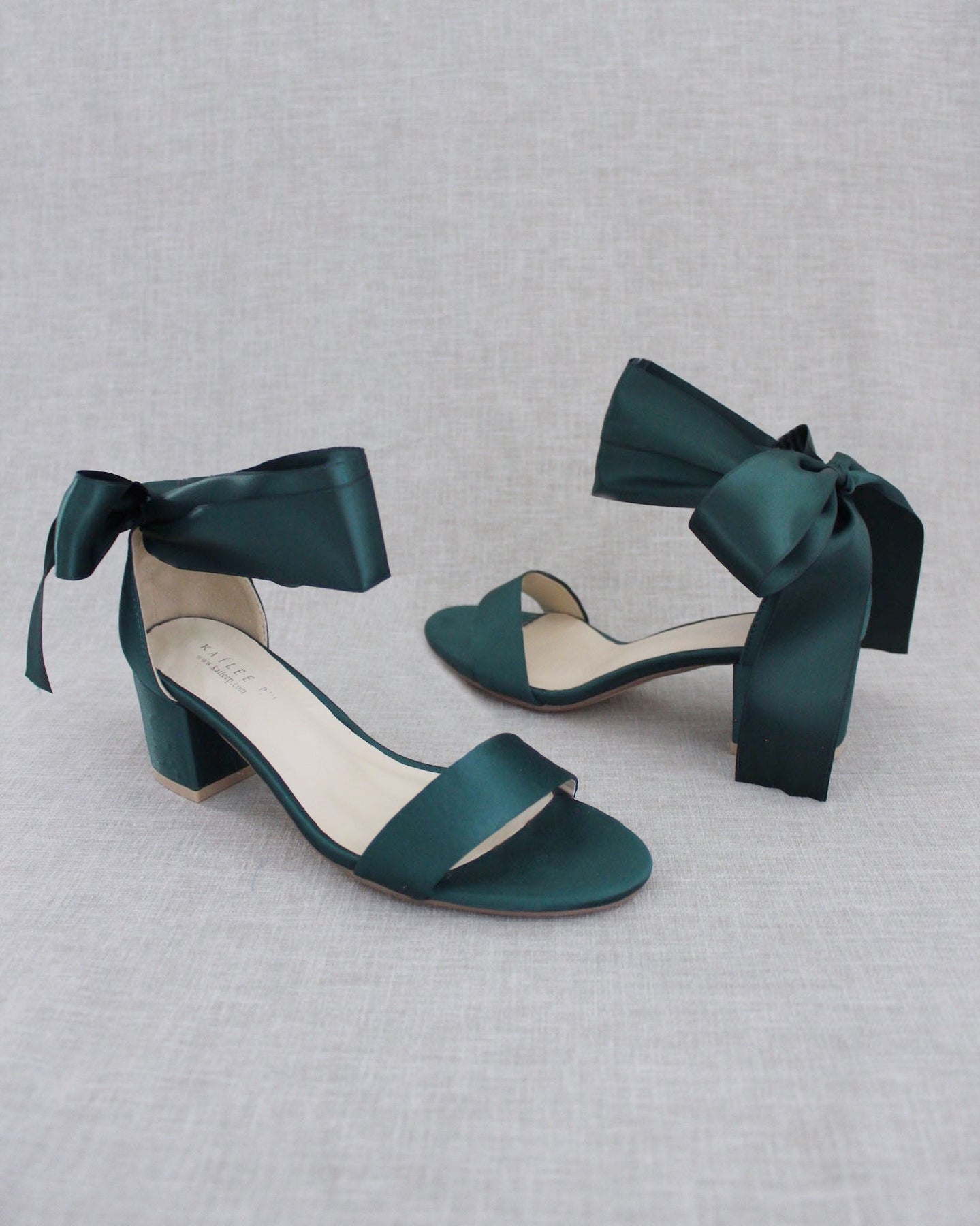 Emerald green block heel shoes Clearance