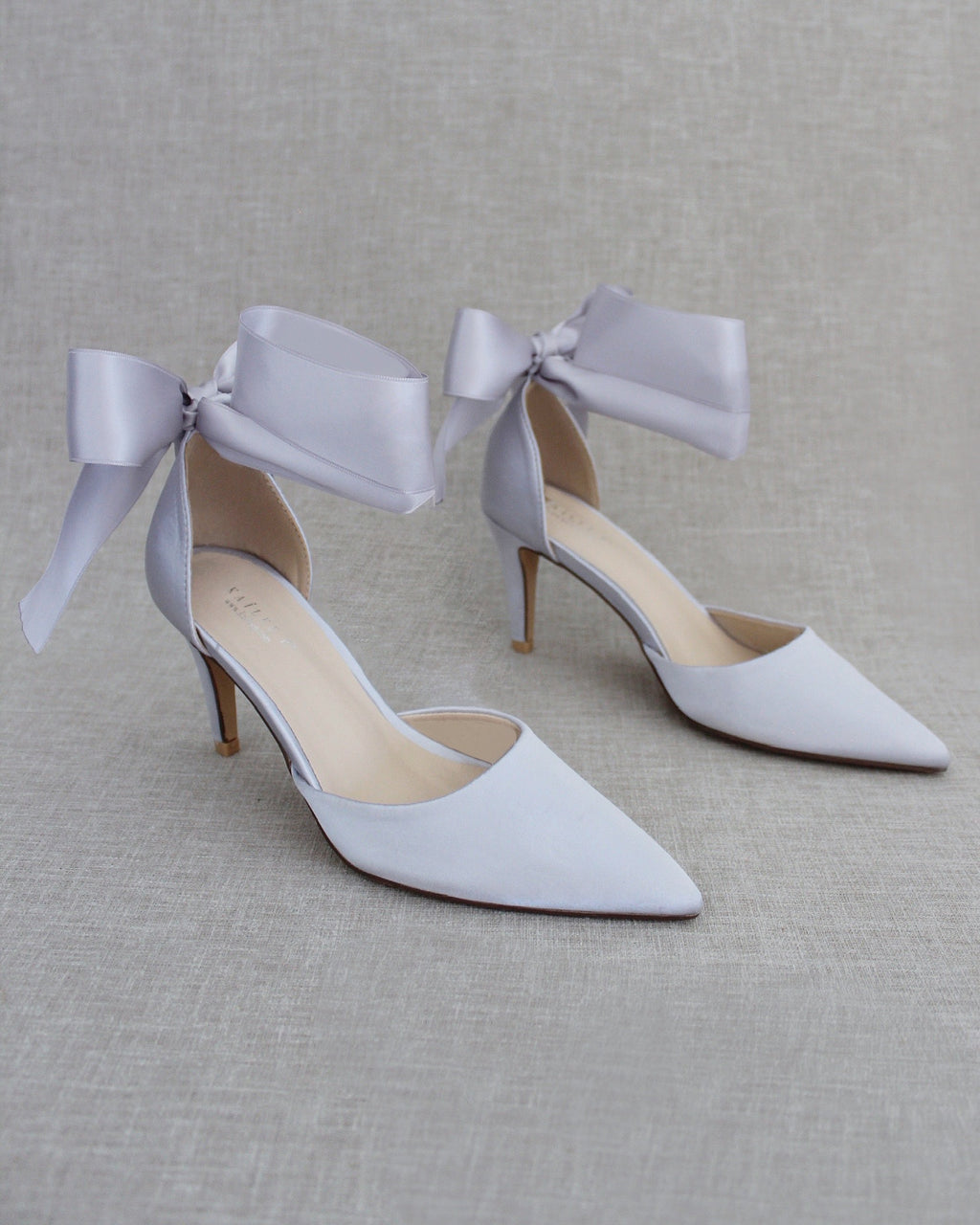 Silver Bridesmaids Evening Heels With Ankle Ribbon – Kailee P. Inc.