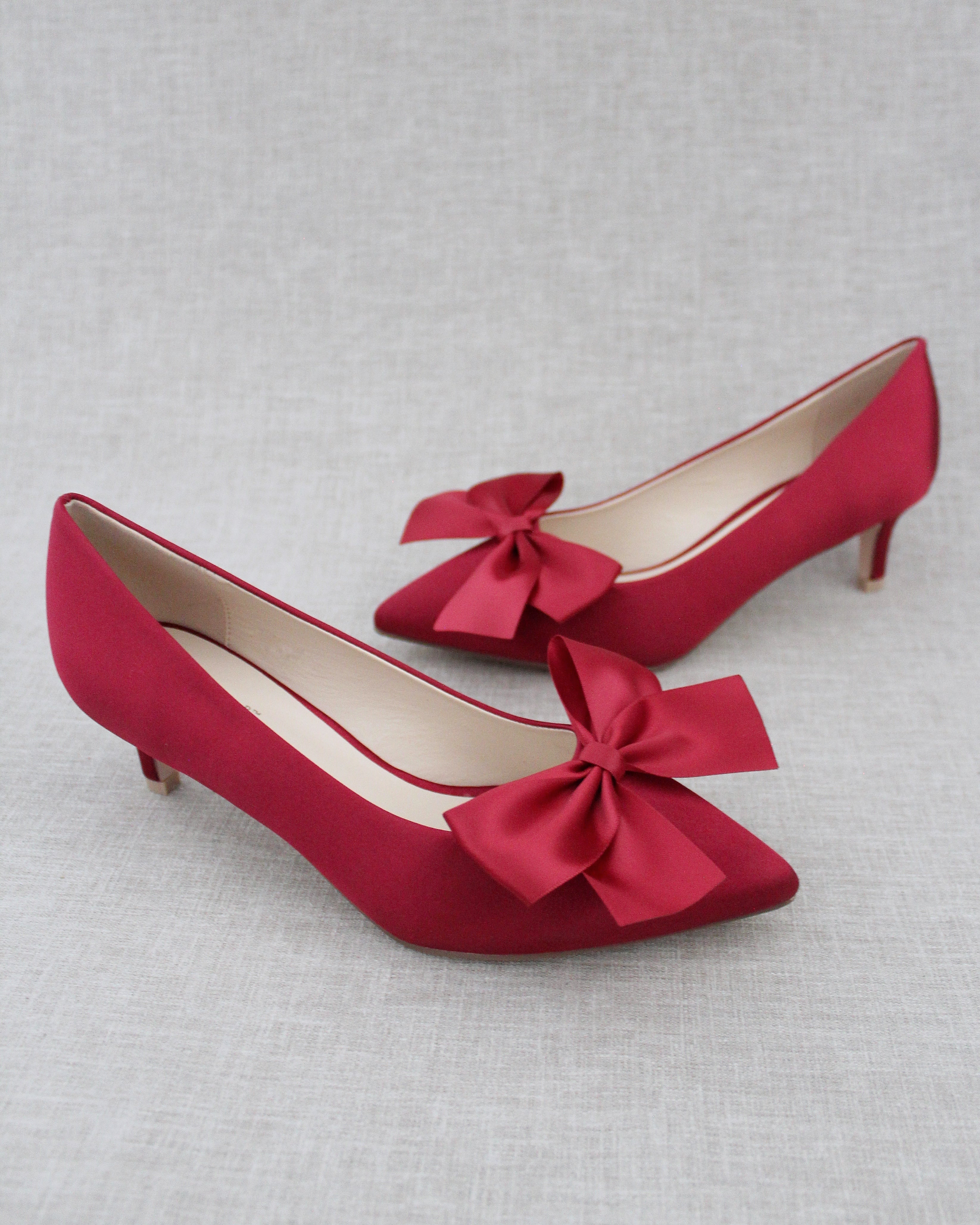 Burgundy low heel wedding shoes deals