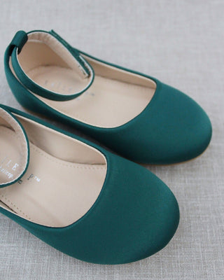 Satin Flats with Velcro Ankle Strap