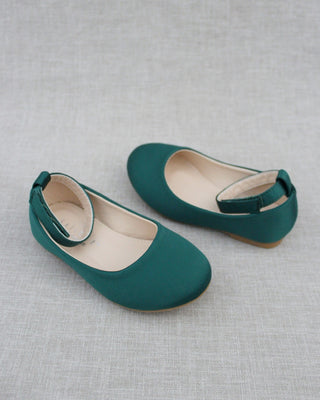 Satin Flats with Velcro Ankle Strap