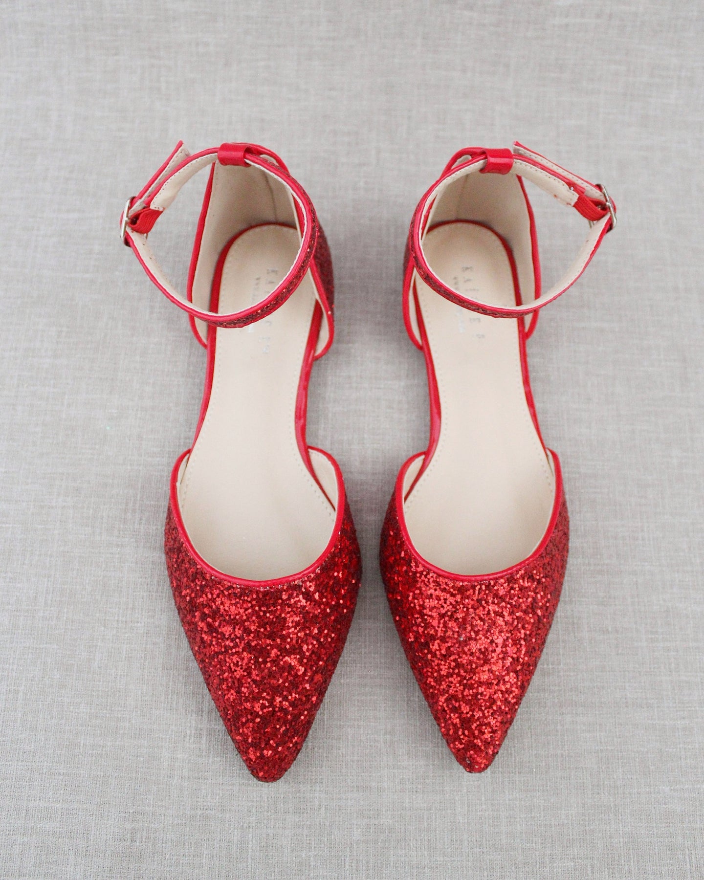 Glitter flats with ankle strap clearance
