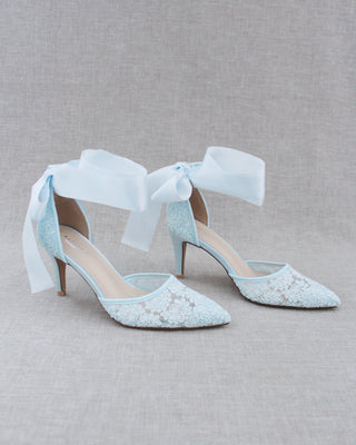 Lace Heels with Ankle Tie For Brides