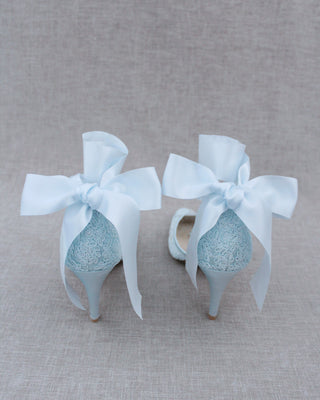 Lace Heels with Ankle Tie For Brides
