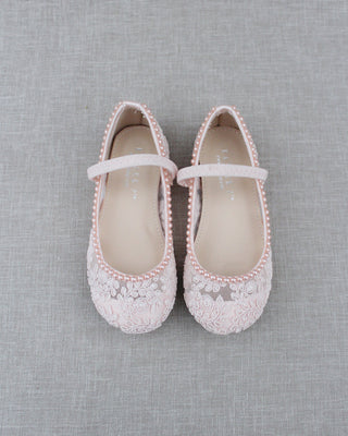 dusty pink crochet pearl shoes