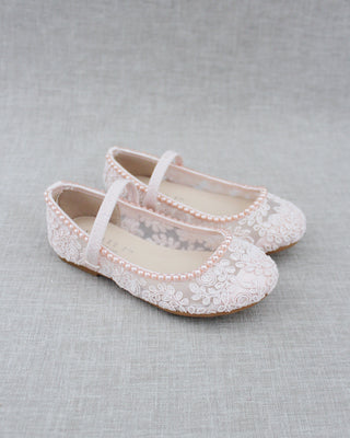 dusty pink crochet pearl shoes