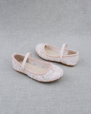 dusty pink crochet pearl shoes
