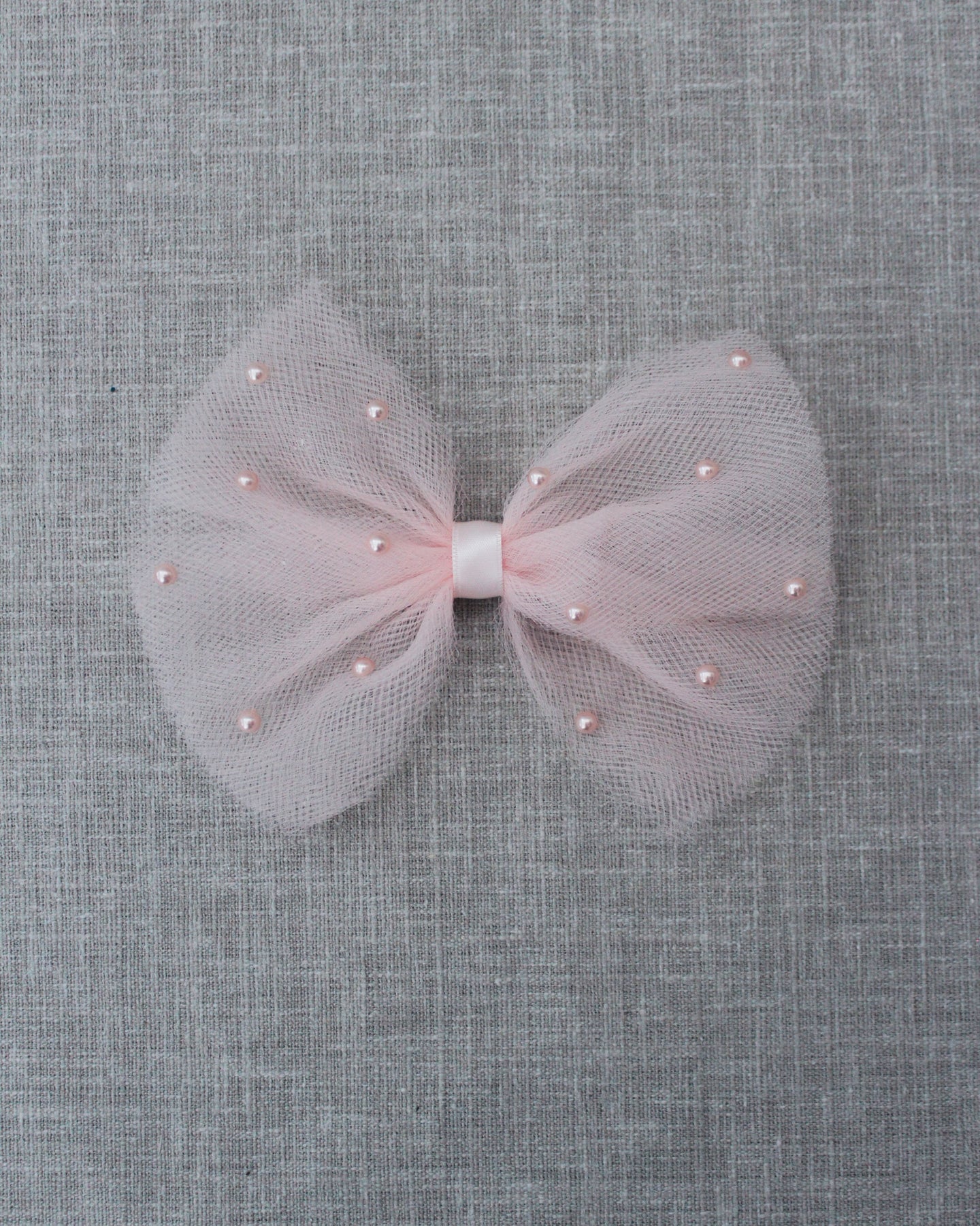 Sequin Pearl Hair Bow in Champagne