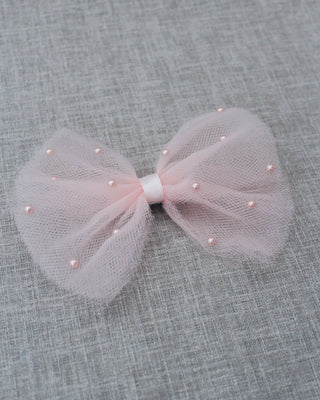 Blush Butterfly Tulle Bow Hair Clip or Shoe Clips with Scattered PearlsHair Clips