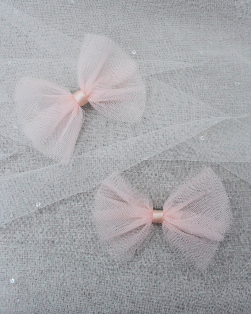 KP Accessories Blush Butterfly Tulle Bow Hair Clip or Shoe Clips - Girls Hair Accessories, Shoe Clips, Baby Headband Large (5.5) / Shoe Clips (1 Pair)