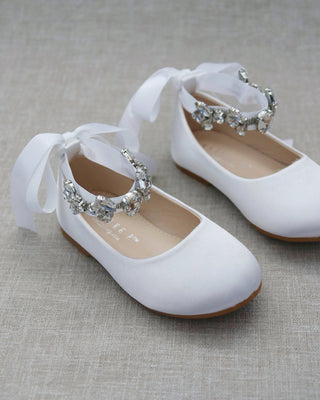 White Flats with Rhinestone Straps