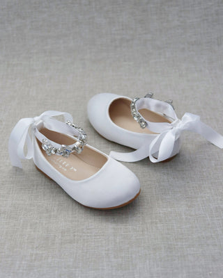 White Flats with Rhinestone Straps