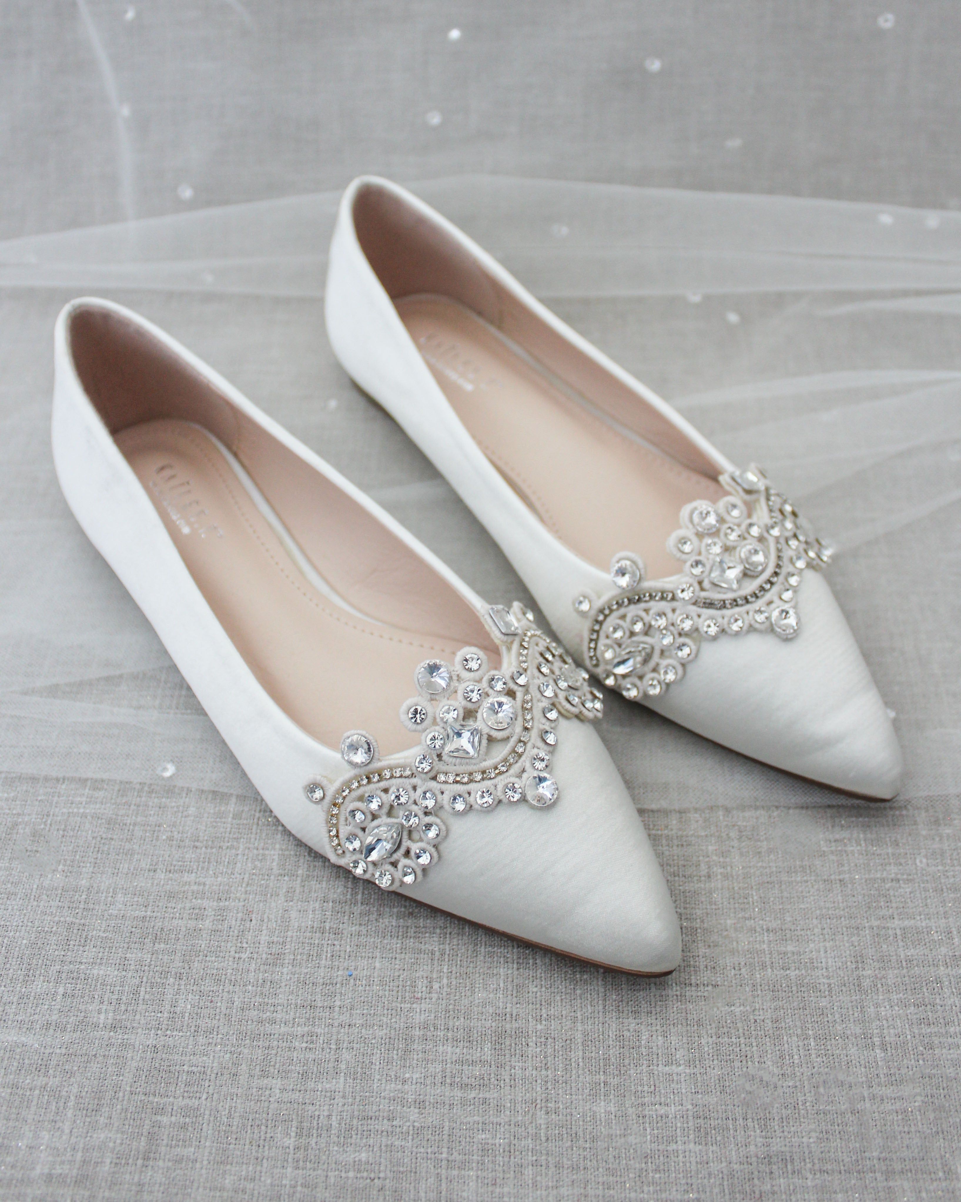 Flat pointed bridal shoes clearance