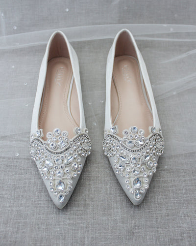 ivory shoes with rhinestones