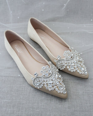 Embellished Rhinestone Evening Flats