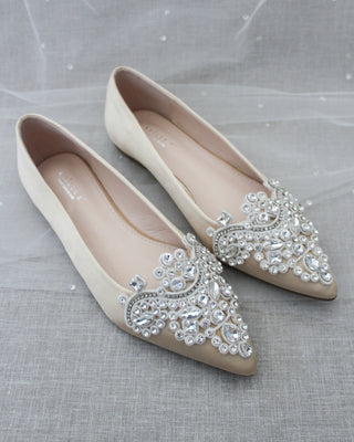 Champagne Satin Women Flats 