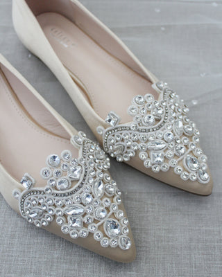 Champagne Satin Women Flats