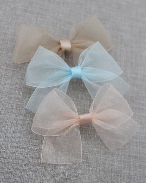 Women Off White Bow Organza Crystals Hair Clip Claw Formal Casual Accessory Gift Organza Bow Crystal Hair Clip Girls Bow Lace Pearl Hair Clip  main image 4