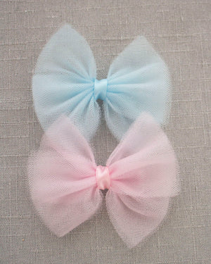 Butterfly Tulle Bow Hair Clips or Shoe Clips - Pink, Blue