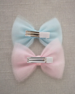 Tuxedo Tulle Bow Hair Clip or Shoe Clips - Pink, Blue