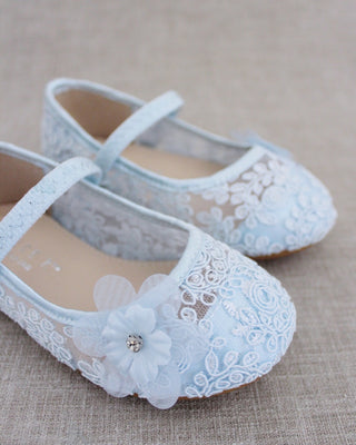 light blue crochet flower girl shoes