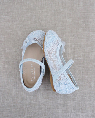 light blue crochet flower girl shoes