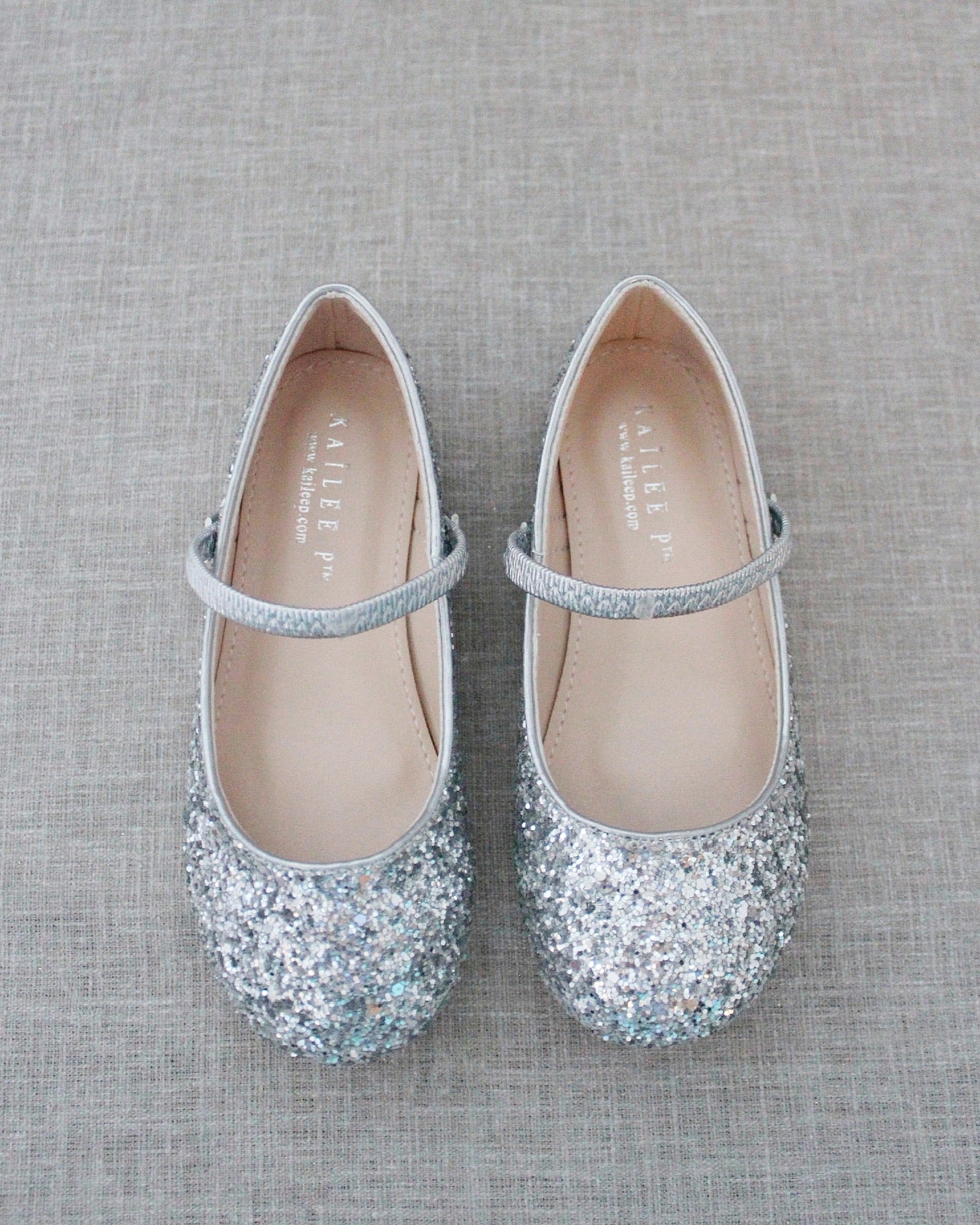 thumbnail image 2 of Girls Toddler Rhinestone Silver Mary Jane Flats – Frozen Princess Elsa Wedding Ballerina Shoes 2 of 4