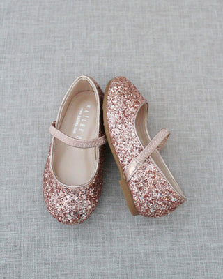 Rose gold glitter flats