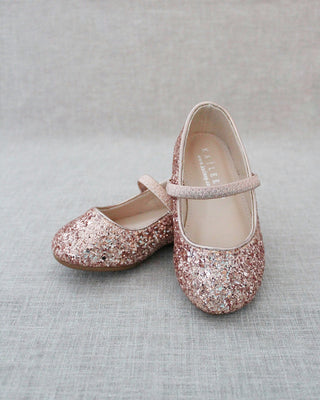 Rose gold glitter flats
