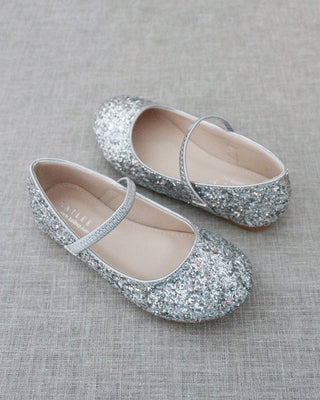 Silver glitter flats