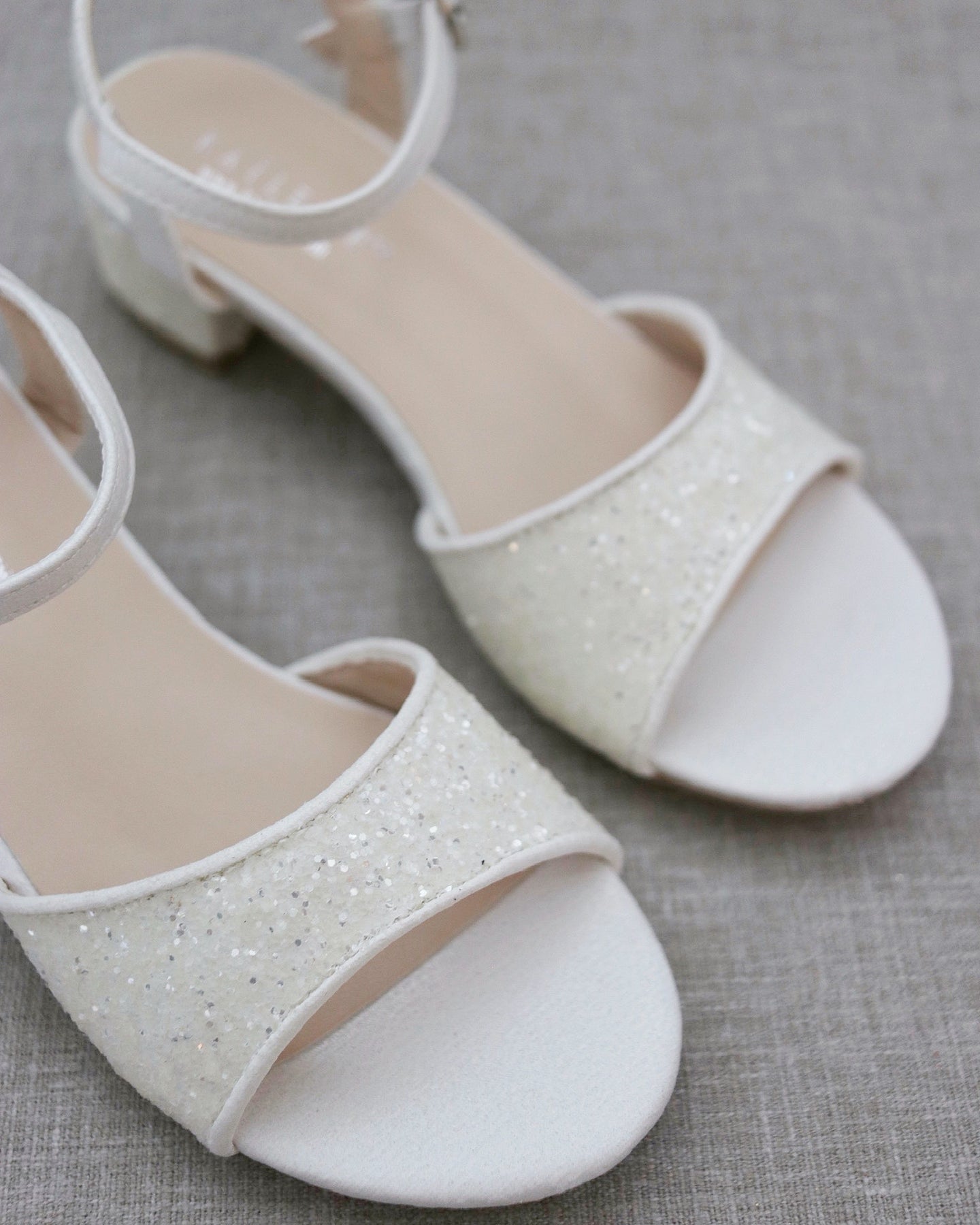 White Rock Glitter Block Heel Sandals, Flower Girls Sandals, Jr ...