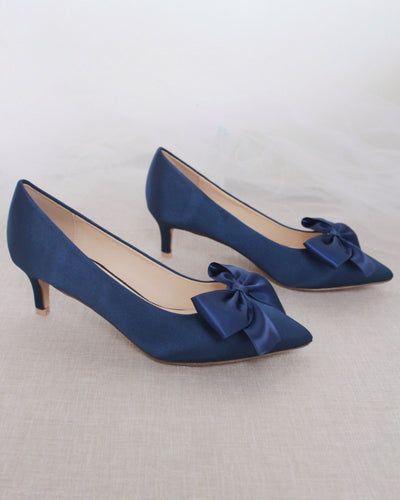 Navy satin wedding heels