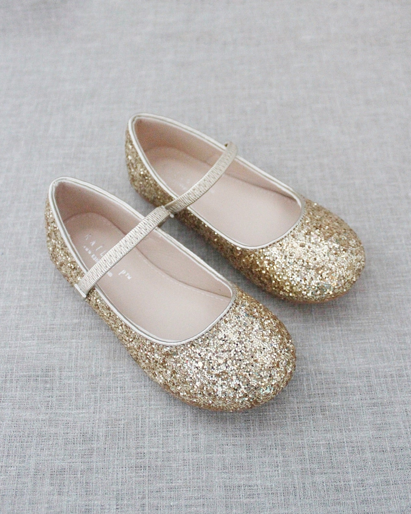 Gold Rock Glitter Maryjane Ballet Flat, Flower Girls Shoes, Party Flat