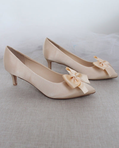 champagne satin shoes