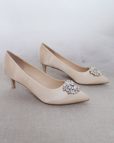 champagne satin heels