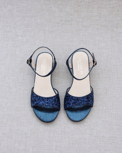 Navy blue sparkly sandals clearance
