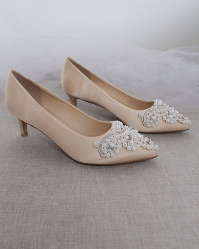Champagne Satin Pearl Pumps