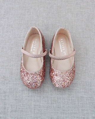 Rose gold glitter flats 