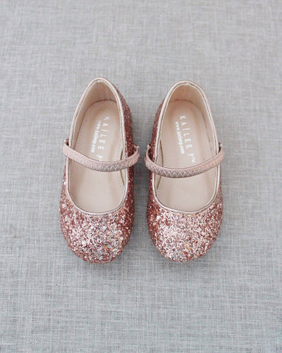 Rose gold glitter flats 