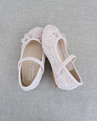 dusty pink crochet flower girl shoes
