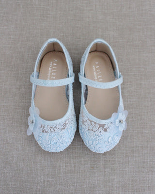 light blue crochet flower girl shoes