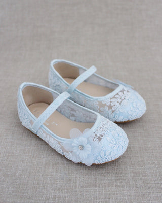 light blue crochet flower girl shoes
