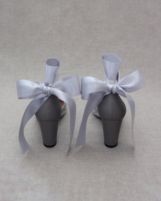 Rock Glitter Block Heel with Wrapped Satin Tie