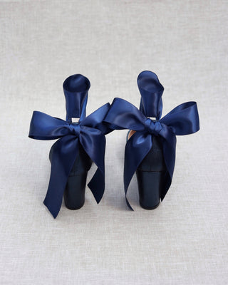 Rock Glitter Block Heel with Wrapped Satin Tie