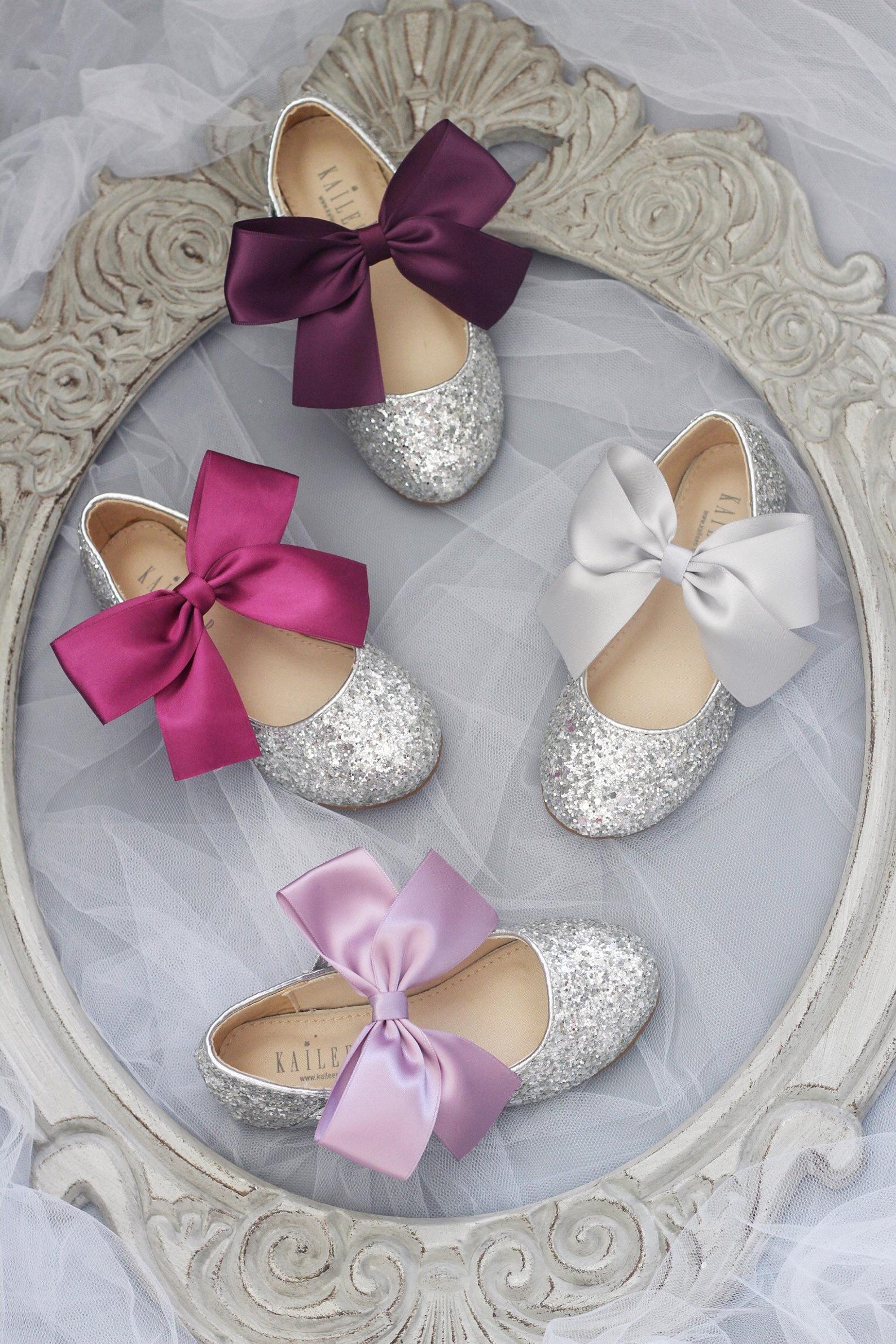 Silver Rock Glitter Mary Jane with Satin Bow - Formal Dress Shoes, Girls Shoes, Flower Girls Shoes 9-12 months / LAVENDER Silver Rock Glitter Mary Jane with Satin Bow - Formal Dress Shoes, Girls Shoes, Flower Girls Shoes 9-12 months / LAVENDER