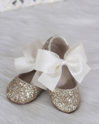 Rock Glitter Maryjane Flats with Satin BowKids Shoes