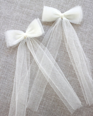 Long Tail Tulle Bow Hair Clip
